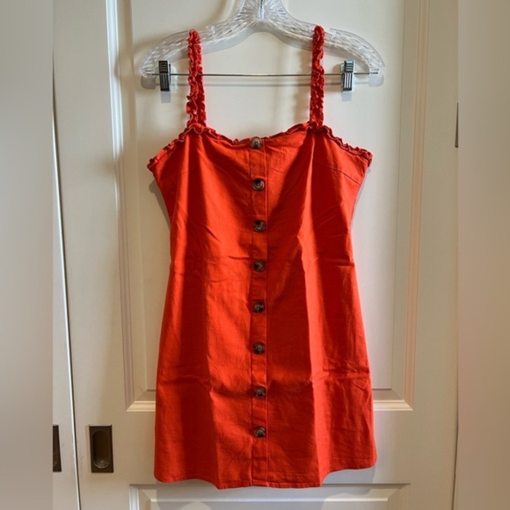 Juniors "Newbury Kustom" Orange Linen Dress
